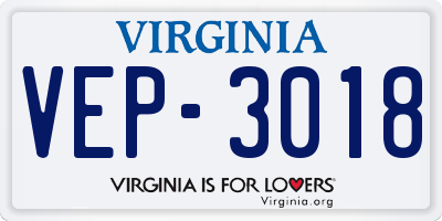 VA license plate VEP3018