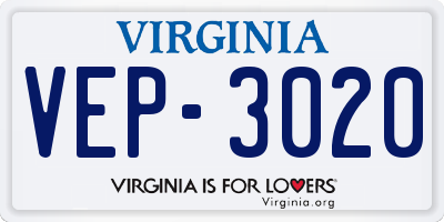 VA license plate VEP3020