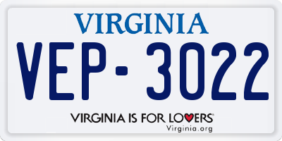 VA license plate VEP3022