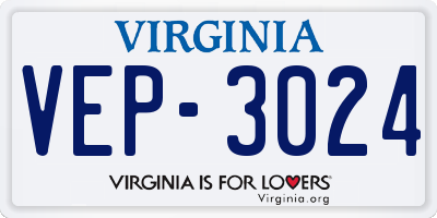 VA license plate VEP3024