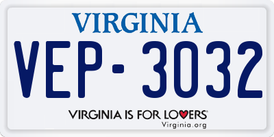 VA license plate VEP3032