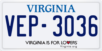 VA license plate VEP3036