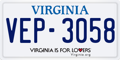 VA license plate VEP3058