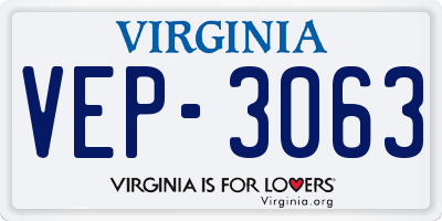 VA license plate VEP3063