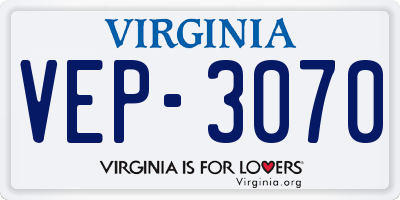 VA license plate VEP3070
