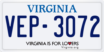 VA license plate VEP3072
