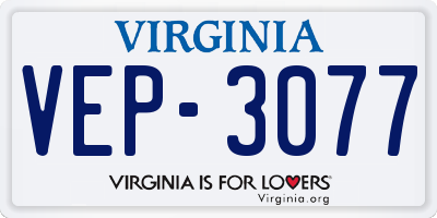 VA license plate VEP3077