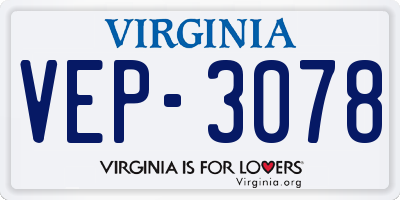 VA license plate VEP3078