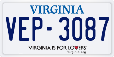VA license plate VEP3087