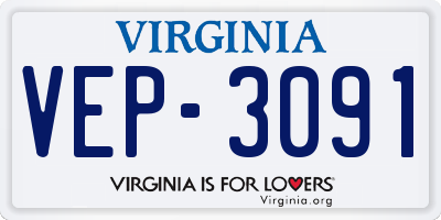VA license plate VEP3091