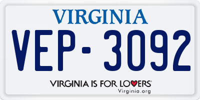 VA license plate VEP3092