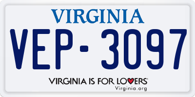 VA license plate VEP3097