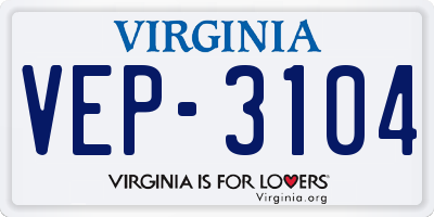 VA license plate VEP3104