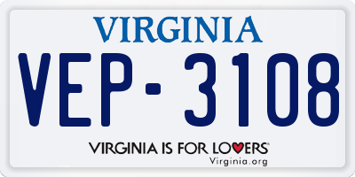 VA license plate VEP3108