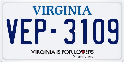 VA license plate VEP3109