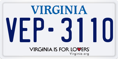 VA license plate VEP3110