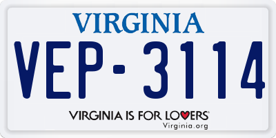 VA license plate VEP3114