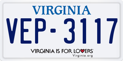 VA license plate VEP3117