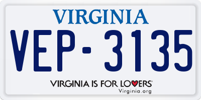 VA license plate VEP3135