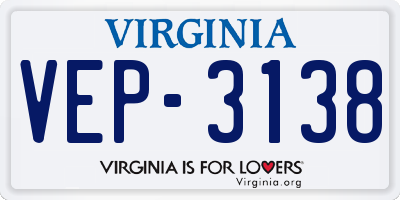 VA license plate VEP3138