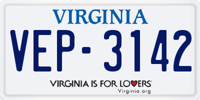 VA license plate VEP3142