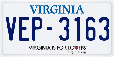 VA license plate VEP3163