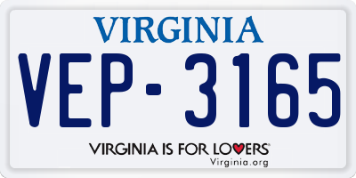VA license plate VEP3165