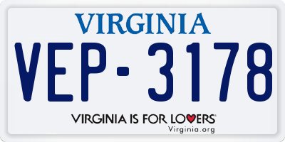 VA license plate VEP3178