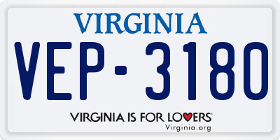 VA license plate VEP3180