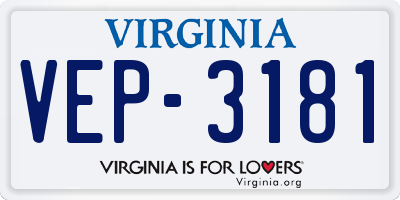 VA license plate VEP3181