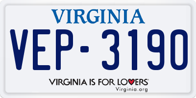 VA license plate VEP3190