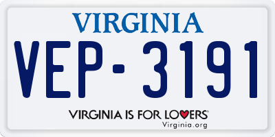 VA license plate VEP3191