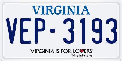 VA license plate VEP3193