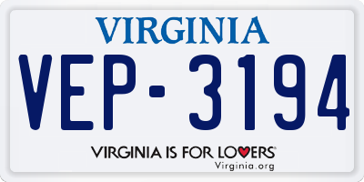 VA license plate VEP3194