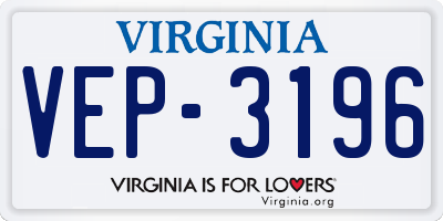 VA license plate VEP3196