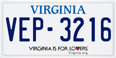 VA license plate VEP3216