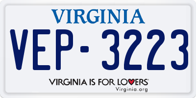VA license plate VEP3223