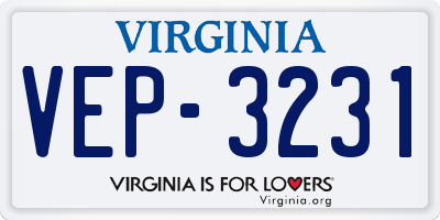 VA license plate VEP3231