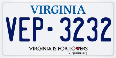 VA license plate VEP3232