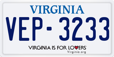 VA license plate VEP3233