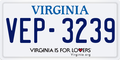 VA license plate VEP3239