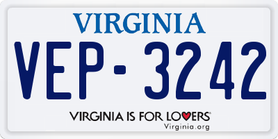 VA license plate VEP3242