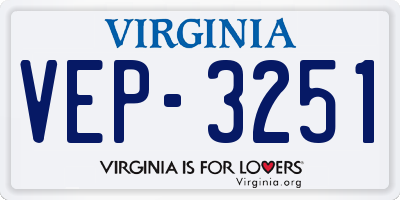 VA license plate VEP3251