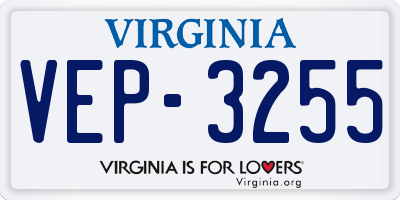 VA license plate VEP3255