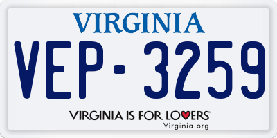 VA license plate VEP3259