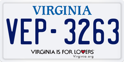 VA license plate VEP3263