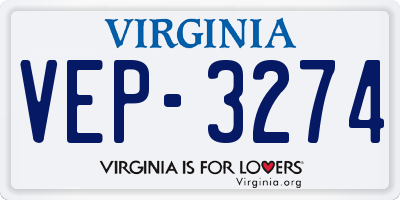 VA license plate VEP3274
