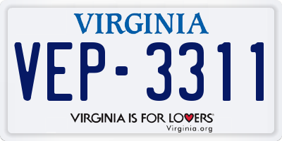VA license plate VEP3311