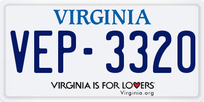 VA license plate VEP3320