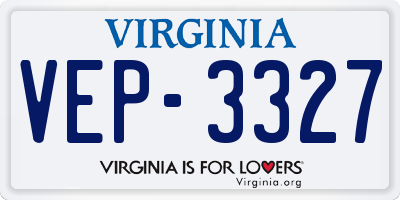 VA license plate VEP3327
